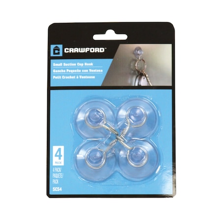 Crawford Crawford Small Plastic Suction Cup Hook 4 pk SCS4
